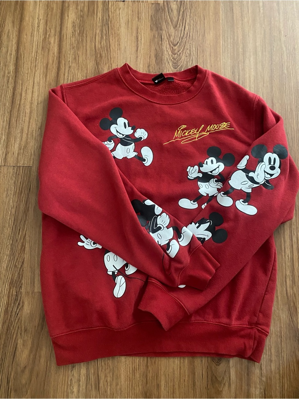 Disney Red Mickey Mouse Graphic Crewneck Sweatshirt - Picture 4 of 9